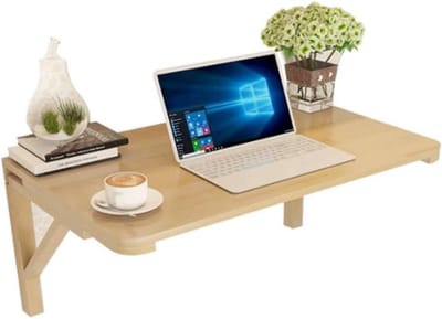 Wandtafel Opvouwbaar - Inklapbaar Bureau Zwevend - Ruimte Besparen - Natuurlijk Dennenhout - 100 x 50 cm - Houtkleur