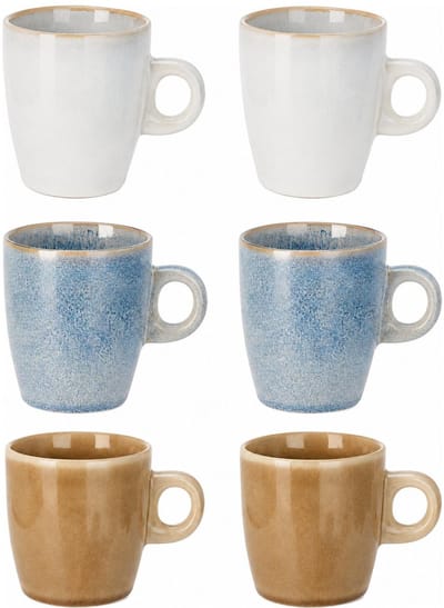 Siaki koffiemok / theemok Faye - set 6x - multi color - 220 ml - mokken - keramiek