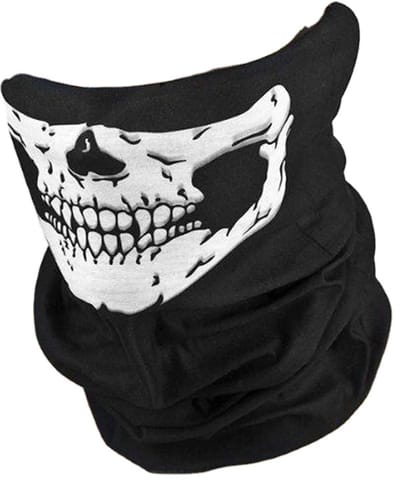 2x Gezichtsmasker - Balaclava - Schedel/skull - Doodshoods - Winddicht - Wintermasker - Ski/Motor/Outdoor masker - Mondmasker - Zwart met wit - Jonyx