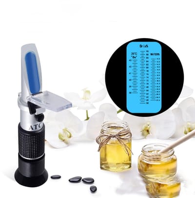 Logic box Optics Accurate Suger Content Brix Meter baume Degrees Moisture Measurement Refractometer (Hydrometer) for Honey/Jams/Marmalades/Malt/Maple Syrup Replaces Homebrew