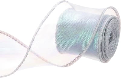 Transparant organza lint 60 mm breed, glinsterend, pastelkleurig, 2,7 m, zilver, voor geschenkverpakkingen, boeketten, strikken