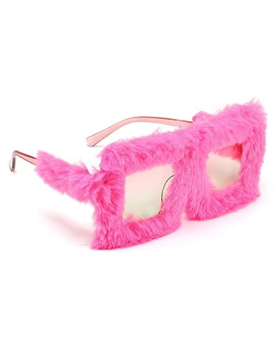 Dailygoods- Zonnebril Oversized - Plüsch Zonnebril - Feest Zonnebril - Roze Rode Zonnebril - Uniek Design - Duurzaam Materiaal - Feestzonnebril