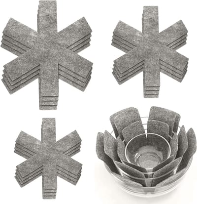 Set van 12 Vilt Potbeschermers, 38, 35, 26 cm, Warmtebestendig, Antislip, Ideaal voor Pannen en Schalen in de Keuken