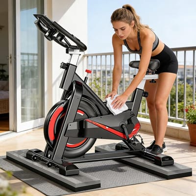 Fietsmat Beschermmat - Trainingsmat Hometrainer - Stille Training - Antislip Grip - 2 stuks - Zwart/Grijs