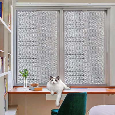 Raamfolie - Privacy folie - Privacy verbeteren - Lijmvrij en herbruikbaar - 80 x 370 cm - 3D diamant
