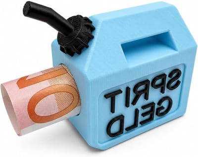 Tankvoucher in blauwe jerrycan, perfect als geldgeschenk voor rijbewijs, verjaardagen en vrienden