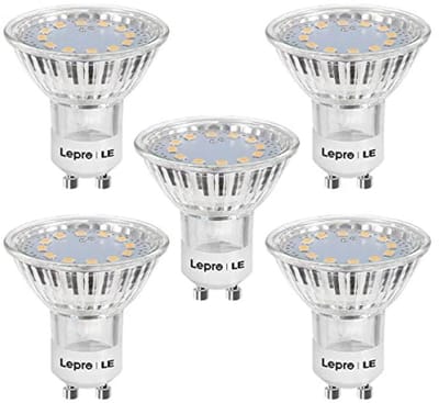 GU10 LED-lampen, 3W, 250 lumen, 2700 Kelvin warmwit, Set van 5