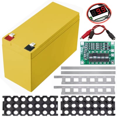 Accu Opbergdoos - Batterij Houder - Doe-het-zelf Projecten - Met Bescherming - 150 x 65 x 93 mm - Geel