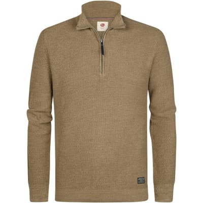 Petrol Industries - Heren Gemêleerde halfzip trui rockford - Oranje - Maat M