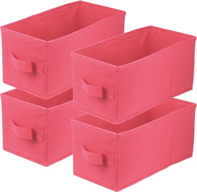 LAVITA® Opbergmand Textiel - 15x31x15 Donkerroze 4 Stuks - Opbergbox Kast Organizer Opbergdoos - Kastlade Verdeler Voor Kleding Ondergoed Badkamer Kledingkast - Vouwdoos Stoffen Doos Opbergdozen
