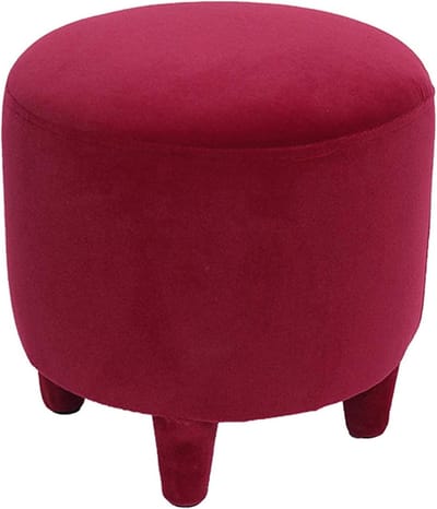 Voetenbank Flanel - Ronde Poef - Ontspanning Thuis - Massief Houten Frame - 33x33 CM - A