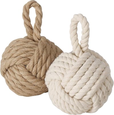Deurstoppers Set - Kamer Decoratie - Voorkom Klappen - Natuurlijke Jute - 23 cm Hoog - Jute Bruin