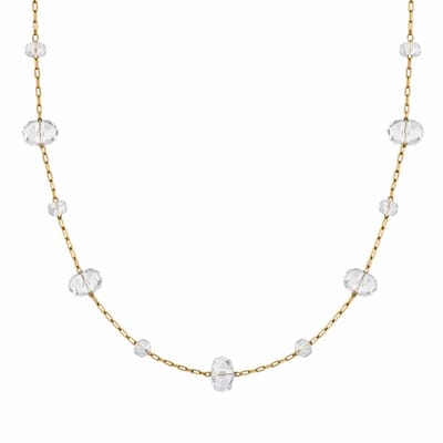 Pax Amare Ketting met Kristal Facetkralen - 18k Goud Verguld Stainless Steel - Schakelketting met Kristal Kralen Dames - 40cm + 5cm verstelbaar