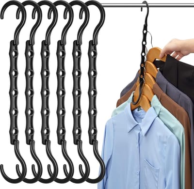 6 stuks Magic Hangers - Ruimtebesparende Hangers - Kast Space Saver Hanger Organizer - Multi Hangers - Stevige Plastic - 360 graden draaibaar