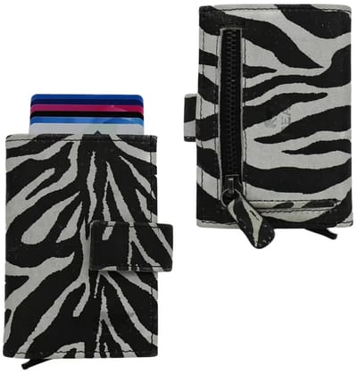 Bear Design Elsie Leren Creditcardhouder / Pasjeshouder / Portemonnee - Zebra