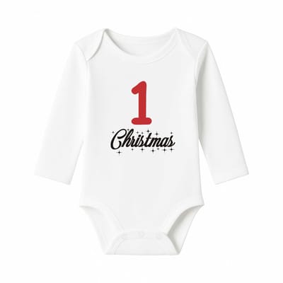 Romper 1st Christmas - wit - lange mouw