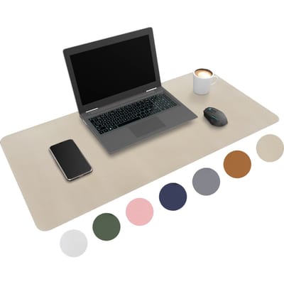 WURK Muismat 80x40 - XXL - Bureau Onderlegger - Bureau Organizer - Bureaumat - Inclusief Kabel Clip – Beige