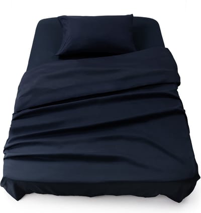 Blumtal 3-delige Set Bedlaken - Hoeslaken 90 x 190 x 30 cm - Laken 160 x 275 cm - 1 x Kussensloop 50 x 80 cm - Dark Ocean Blue