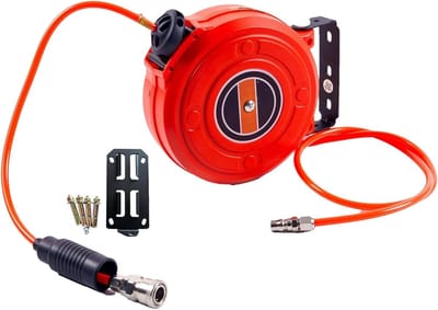 Luchtslanghaspel - Perslucht rol - Werkplaats organiseren - Automatisch vergrendelend - 6 meter slang - Rood