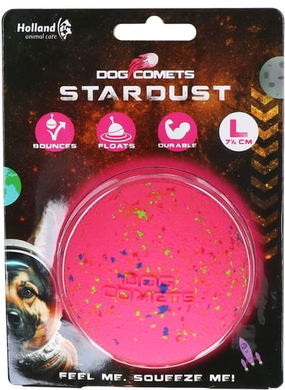 Dog Comets Stardust Ø 7,5 cm - Hondenspeelgoed - 100% Rubber - Hondenbal Large - Tennisbal - 1 stuk - Roze