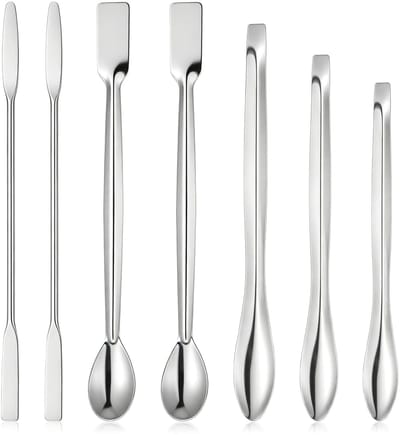 7 stuks laboratoriumspatels, 3 stijlen, roestvrij staal, laboratoriumspatel, scoop, dubbele uiteinde, laboratoriumspatel, lange monsterlepel, mengspatel voor keuken, laboratorium, cosmetica