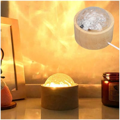 Dailygoody - Watergolflamp - Afstandsbediening - Dynamisch Roterend RGB - Compact - Ontspannend Nachtverlichting - Slaapkamer - Houten Basis