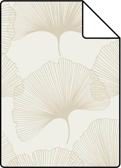 Proefstaal Origin Wallcoverings behang ginkgo bladeren beige en goud - 26,5 x 21 cm - 347730-S