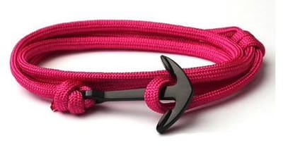 Hidzo Armbandje - Zwart Anker - Roze Touw - Verstelbaar