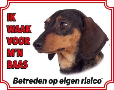 Teckel Waakbord - Ik waak voor mijn baas Korthaar