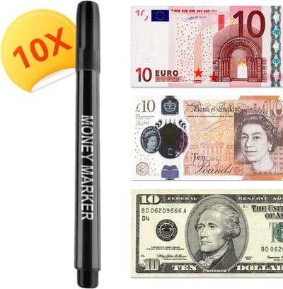 Valsgeld detectiepen - 10 Stuks - Geschikt voor euro en Amerikaanse dollars