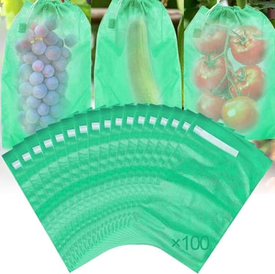 Set van 100 beschermzakken voor druiven, 20 x 30 cm, niet-geweven stof, ideaal voor fruitbescherming, beschermen tegen wespen en plagen
