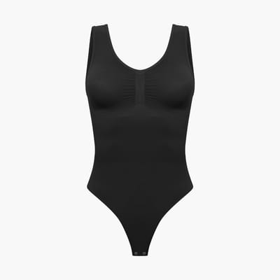cfab - Tanktop bodysuit met corrigerende werking en koordjes - Zwart - XS - Corrigerende Body - Naadlos - corrigerend ondergoed dames