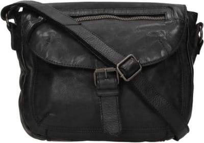 Bear Design Medium Crossbodytas / Schoudertas Dames - Leer - Mattea - Zwart