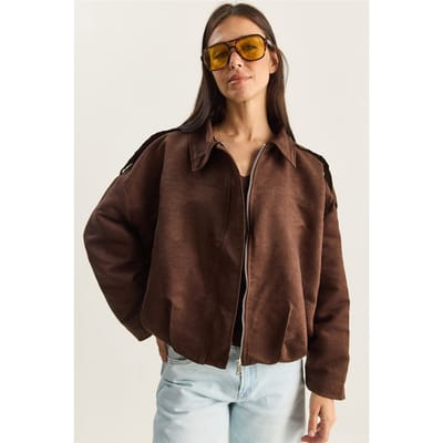 Oversized Faux Suède Jacket