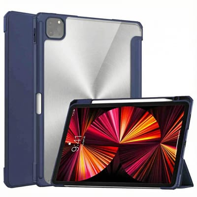 imoshion Tablet Hoes - Geschikt voor Apple iPad Pro 11 (2022) / Pro 11 (2021) / Pro 11 (2020) / Pro 11 (2018) - Trifold Hardcase Bookcase - Donkerblauw