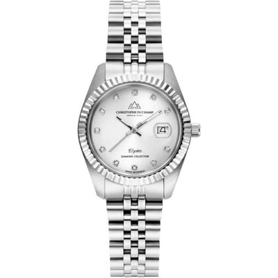 Christophe Duchamp Elysees Silver Sunray - Luxe Zilverkleurig Dameshorloge - Elegant Design