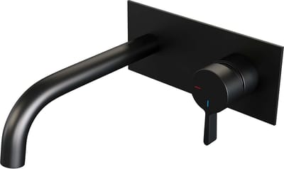 Brauer Black Edition inbouw wastafelmengkraan met gebogen uitloop en afdekplaat model E1 mat zwart