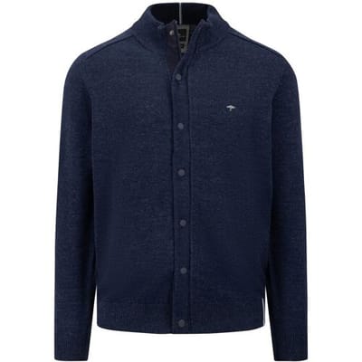Fynch-Hatton Vest Uni Color Cardigan Cotton Wool Navy / male