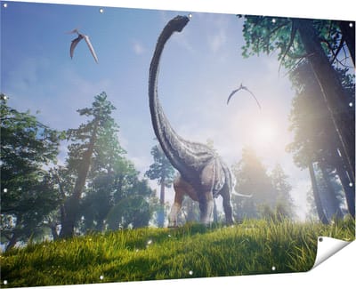 Gards Tuinposter Diplodocus Dinosauri�r in het Bos - 180x120 cm - Tuindoek - Tuindecoratie - Wanddecoratie buiten - Tuinschilderij