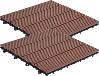 Pro Garden Tuintegel/terrastegels - 12x stuks - bruin - kunststof - 30 x 30 cm - vlonder vloertegels - klikbaar