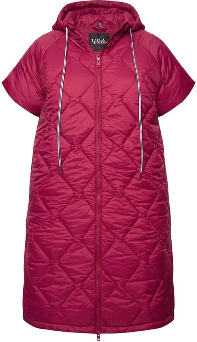 Ulla Popken - Dames - HYPRAR doorgestikte bodywarmer trekkoord 2-wegritssluiting - Karmijnrood - Maat 42+