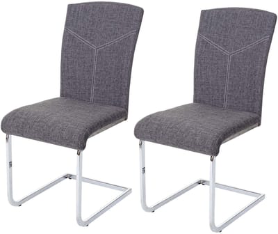Set van 2 eetkamerstoelen MCW-F36, vrijdragende keukenstoel conferentiestoel ~ stof/textiel, grijs