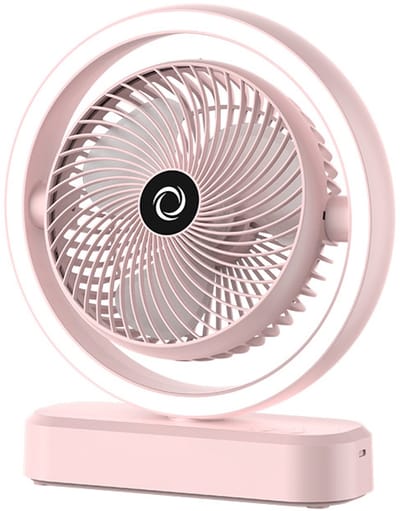 VHV - Ventilator - Tafelventilator - Tafelventilator met Automatische Oscillatie & Nachtlamp - 1800mAh Oplaadbare Ventilator met 270° Zwenkfunctie - Stille Air Circulator voor Bureau en Slaapkamer - Roze