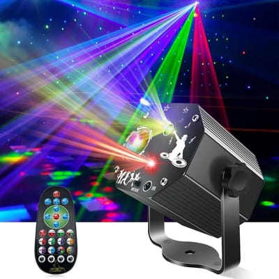 Nexvo® Feestverlichting - Discolamp - Beamz - Zwart - ‎7cm x 7cm x 8cm