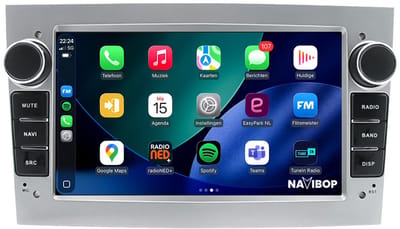 Geschikt voor Opel Agila - Zilver (2003 t/m 2010) | 7 inch Android 15.0 CarPlay autoradio | Draadloos CarPlay & Android Auto | 2GB RAM + 32GB | Mic, Camera (AHD) & DAB+ | Bluetooth & WiFi | NAVIBOP NB-1704 | Bouwjaar 2003 t/m 2010