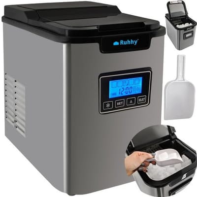 IJsmaker - IJsmachine - Snelle IJsproductie - 3 IJsvormen Instelbaar - 12 kg per dag - Zilver