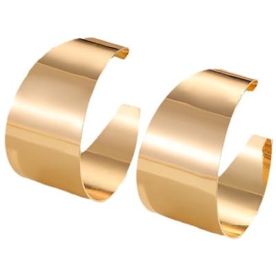 Chique Huggie Lege Gouden Kleur Oorbellen voor Vrouwen Luxe Trendy Vrouwelijke Brede Cirkel Punk Oorbellen Statement Sieraden beige