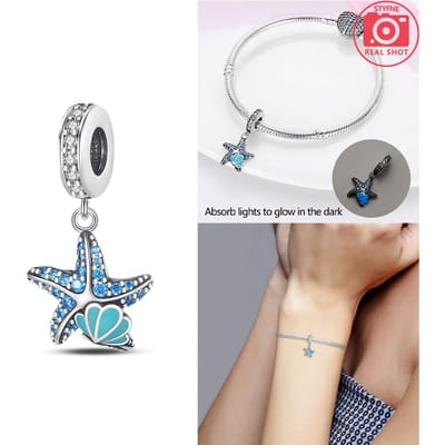 Zeester Schelp Lichtgevende Hangers Koperkleuren Voor Bedel Koperkleuren Echte Armbanden Voor Sieraden Maken gray