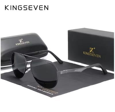 KINGSEVEN Zonnebril 7759 - Zwart-Grijs – Heren - Vrouwen - Gepolariseerd - UV400 - Piloot