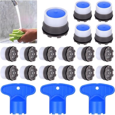 17-delige Tap Strainer Set met M16.5 Inzetstukken, Waterbesparende Aerator en Mengnozzle met 3 Sleutels voor Spatvrij Gebruik